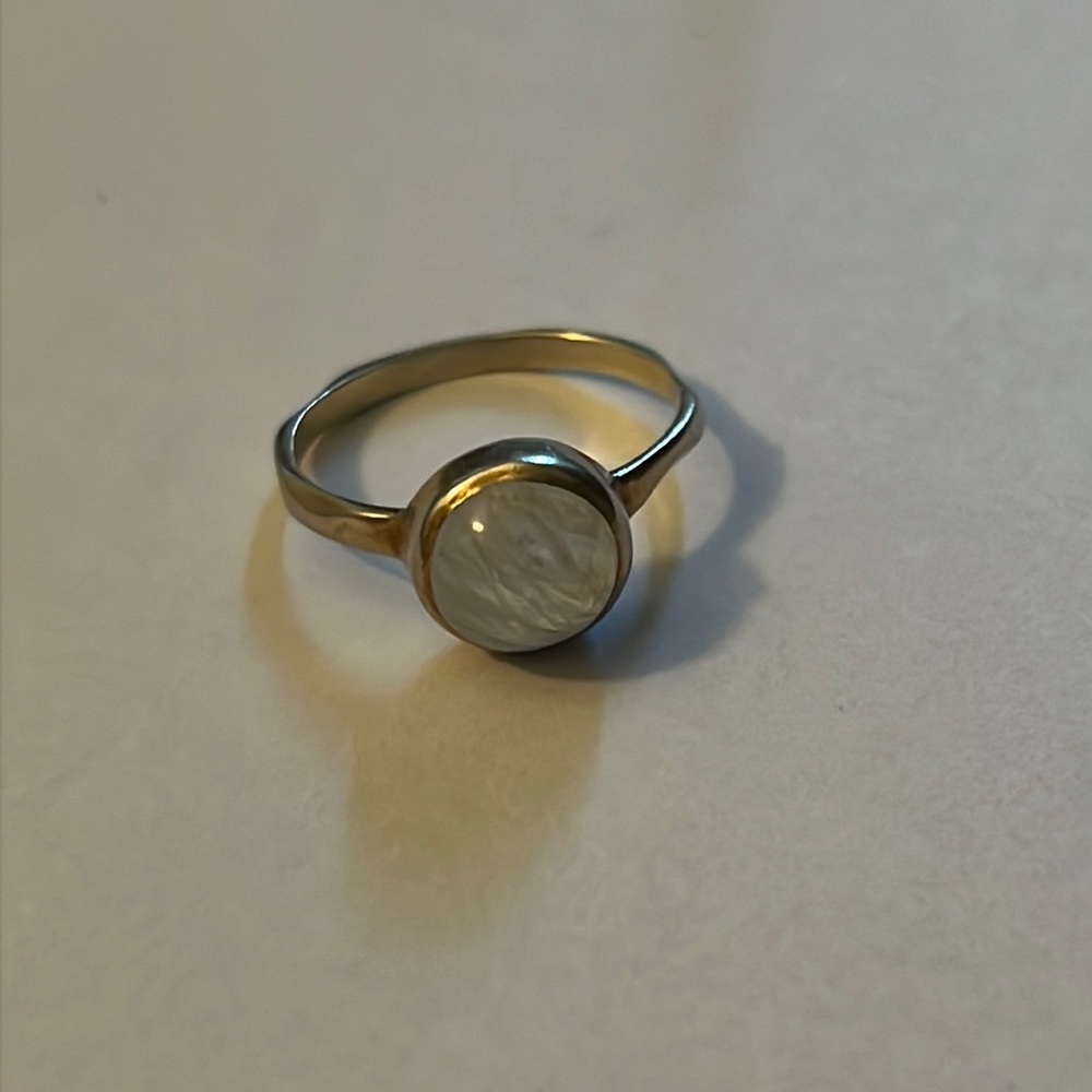 Gold plated silver moonstone ring